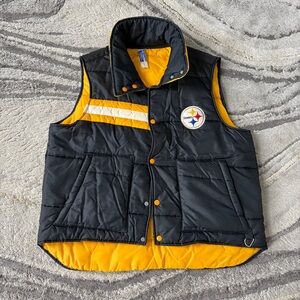 Vintage Pittsburgh Steelers Puffer Vest Jacket XL Stahl Urban  1970s -1980’s NFL